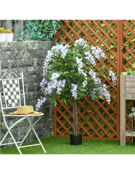 HOMCOM Artificial Realistic Wisteria Flower Tree Faux Decorative Plant in Nursery Pot for Indoor Outdoor Décor, 110cm 830-449 - pic 97415 | FastDaddyshop