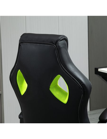 HOMCOM High-Back Gaming Chair Swivel Home Office Computer Racing Gamer Desk Chair Faux Leather with Wheels, Black Green - pic 9742 | FastDaddyshop