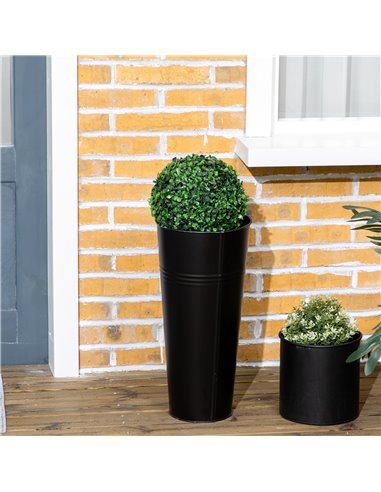 HOMCOM Artificial Boxwood Topiary Balls Set of 2: Faux Plants in Pots, Indoor Outdoor Decor, 20x20x60cm, Green. 830-678V00GN