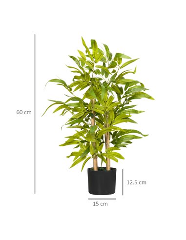 HOMCOM Artificial Bamboo Tree, Fake Plant in Pot for Indoor Outdoor Decor, 15x15x60cm, Green 830-668V00GN