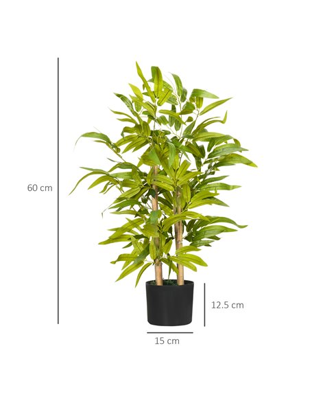 HOMCOM Artificial Bamboo Tree, Fake Plant in Pot for Indoor Outdoor Decor, 15x15x60cm, Green 830-668V00GN - pic 97447 | FastDaddyshop