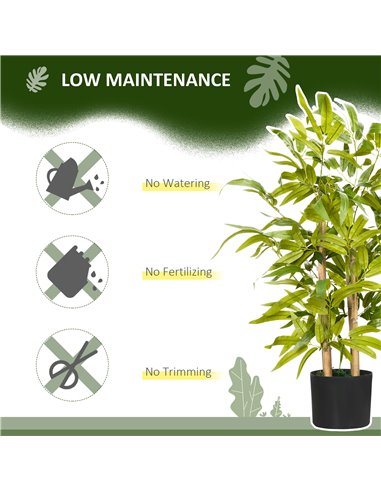 HOMCOM Artificial Bamboo Tree, Fake Plant in Pot for Indoor Outdoor Decor, 15x15x60cm, Green 830-668V00GN