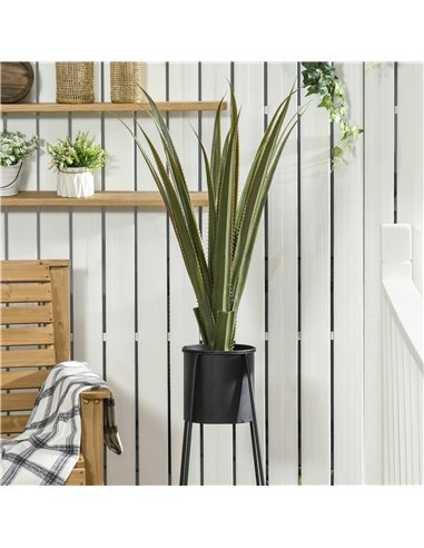 HOMCOM Verdant Vignette: Artificial Agave Succulent Plant, Faux Greenery for Indoor/Outdoor Decor, 15x15x90cm, Green 830-683V00G