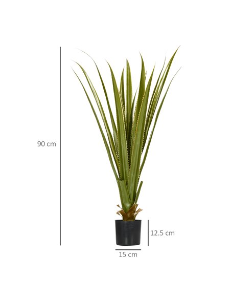 HOMCOM Verdant Vignette: Artificial Agave Succulent Plant, Faux Greenery for Indoor/Outdoor Decor, 15x15x90cm, Green 830-683V00G - pic 97456 | FastDaddyshop
