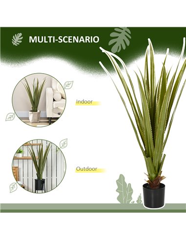 HOMCOM Verdant Vignette: Artificial Agave Succulent Plant, Faux Greenery for Indoor/Outdoor Decor, 15x15x90cm, Green 830-683V00G