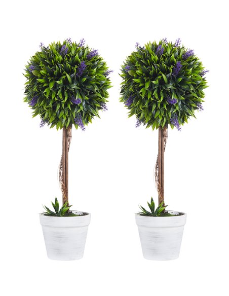 HOMCOM Artificial Lavender Topiary Balls Set of 2: Decorative Faux Plants in Pots for Indoor Outdoor Ambience, 60cm. 830-704V00G - pic 97472 | FastDaddyshop