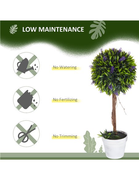 HOMCOM Artificial Lavender Topiary Balls Set of 2: Decorative Faux Plants in Pots for Indoor Outdoor Ambience, 60cm. 830-704V00G - pic 97477 | FastDaddyshop