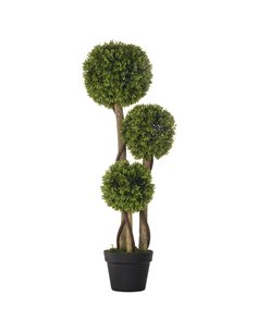 HOMCOM Decorative Artificial Plants Boxwood Ball Topiary Trees in Pot Fake Plants for Home Indoor Outdoor Decor, 90 cm 830-705V0