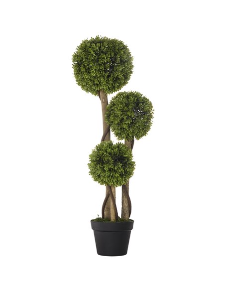 HOMCOM Decorative Artificial Plants Boxwood Ball Topiary Trees in Pot Fake Plants for Home Indoor Outdoor Decor, 90 cm 830-705V0 - pic 97481 | FastDaddyshop