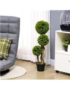 HOMCOM Decorative Artificial Plants Boxwood Ball Topiary Trees in Pot Fake Plants for Home Indoor Outdoor Decor, 90 cm 830-705V0 2