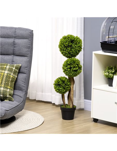 HOMCOM Decorative Artificial Plants Boxwood Ball Topiary Trees in Pot Fake Plants for Home Indoor Outdoor Decor, 90 cm 830-705V0 - pic 97482 | FastDaddyshop