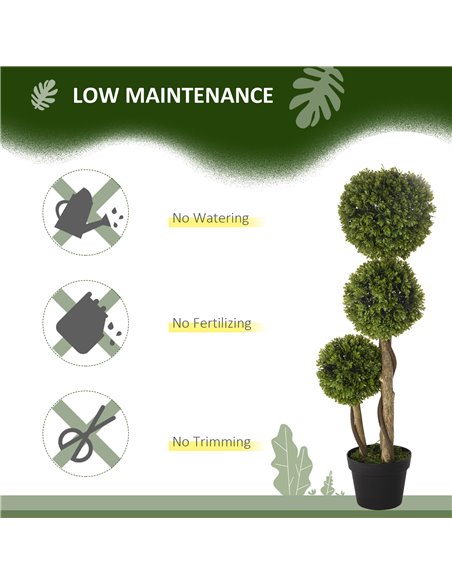 HOMCOM Decorative Artificial Plants Boxwood Ball Topiary Trees in Pot Fake Plants for Home Indoor Outdoor Decor, 90 cm 830-705V0 - pic 97486 | FastDaddyshop