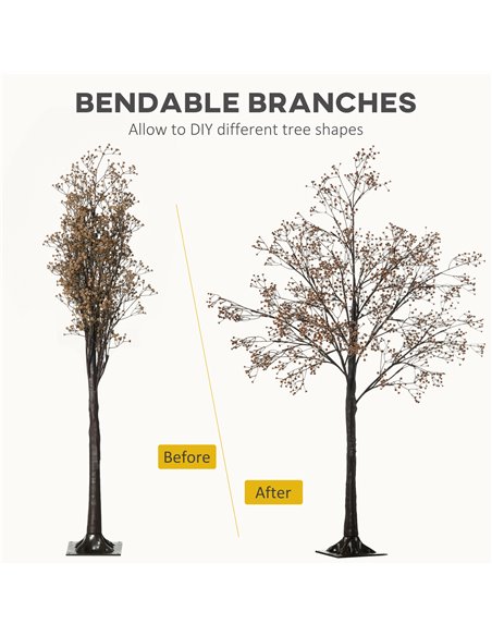 HOMCOM 4ft Artificial Gypsophila Blossom Tree Light with 72 Warm White LED Light, Baby Breath Flowers for Home Party Wedding, In - pic 97495 | FastDaddyshop