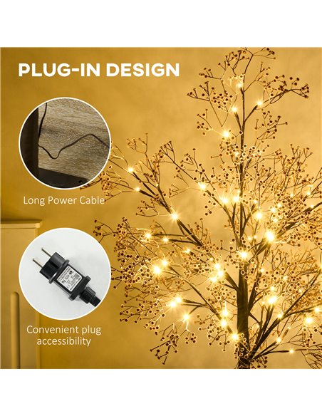 HOMCOM 4ft Artificial Gypsophila Blossom Tree Light with 72 Warm White LED Light, Baby Breath Flowers for Home Party Wedding, In - pic 97497 | FastDaddyshop