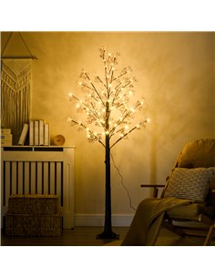 HOMCOM 6ft Artificial Gypsophila Blossom Tree Light with 96 Warm White LED Light, Baby Breath Flowers for Home Party Wedding, In 2