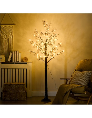 HOMCOM 6ft Artificial Gypsophila Blossom Tree Light with 96 Warm White LED Light, Baby Breath Flowers for Home Party Wedding, In