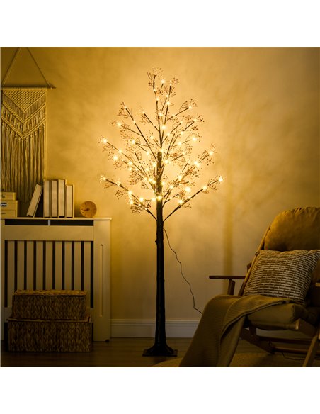HOMCOM 6ft Artificial Gypsophila Blossom Tree Light with 96 Warm White LED Light, Baby Breath Flowers for Home Party Wedding, In - pic 97500 | FastDaddyshop