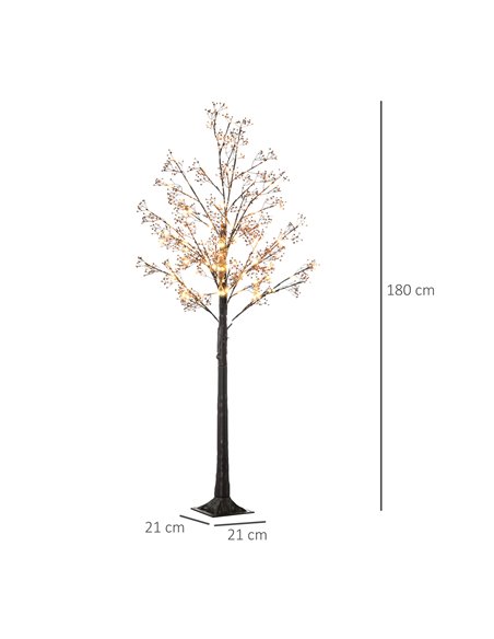 HOMCOM 6ft Artificial Gypsophila Blossom Tree Light with 96 Warm White LED Light, Baby Breath Flowers for Home Party Wedding, In - pic 97501 | FastDaddyshop