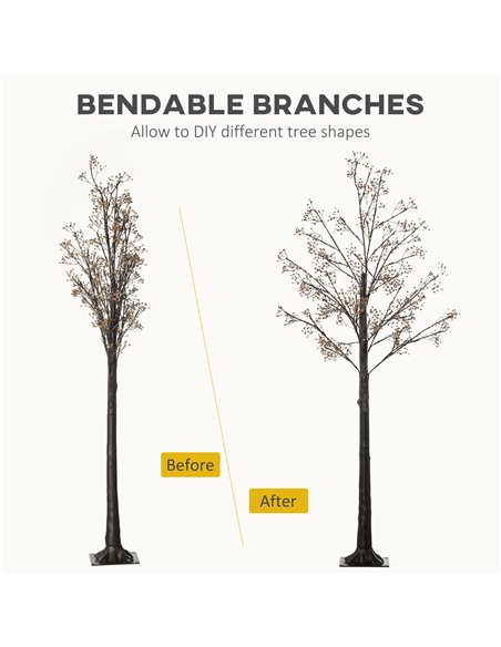HOMCOM 6ft Artificial Gypsophila Blossom Tree Light with 96 Warm White LED Light, Baby Breath Flowers for Home Party Wedding, In - pic 97504 | FastDaddyshop