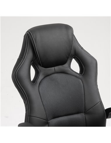 HOMCOM High-Back Gaming Chair Swivel Home Office Computer Racing Gamer Desk Chair Faux Leather with Wheels, Black