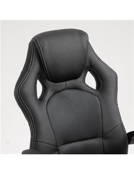 HOMCOM High-Back Gaming Chair Swivel Home Office Computer Racing Gamer Desk Chair Faux Leather with Wheels, Black - pic 9751 | FastDaddyshop