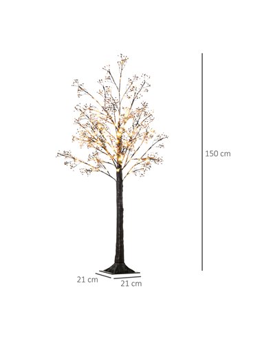 HOMCOM 5ft Artificial Gypsophila Blossom Tree Light with 96 Warm White LED Light, Baby Breath Flowers for Home Party Wedding, In