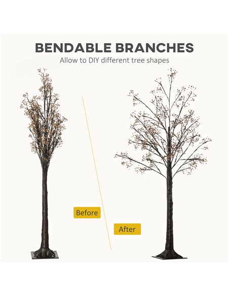 HOMCOM 5ft Artificial Gypsophila Blossom Tree Light with 96 Warm White LED Light, Baby Breath Flowers for Home Party Wedding, In - pic 97513 | FastDaddyshop