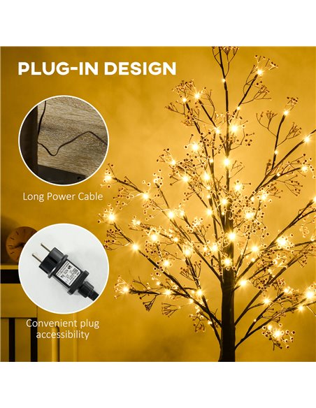 HOMCOM 5ft Artificial Gypsophila Blossom Tree Light with 96 Warm White LED Light, Baby Breath Flowers for Home Party Wedding, In - pic 97515 | FastDaddyshop