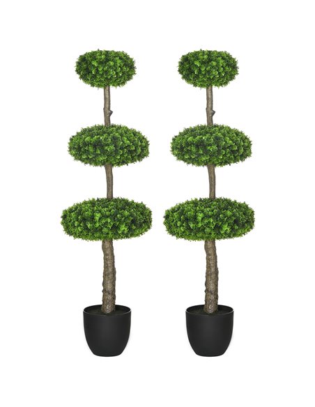 HOMCOM Set of 2 Artificial Plants Boxwood Ball Topiary Trees 110cm Decorative Faux Plants in Pot for Home Indoor Outdoor Green 8 - pic 97517 | FastDaddyshop