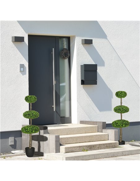 HOMCOM Set of 2 Artificial Plants Boxwood Ball Topiary Trees 110cm Decorative Faux Plants in Pot for Home Indoor Outdoor Green 8 - pic 97518 | FastDaddyshop