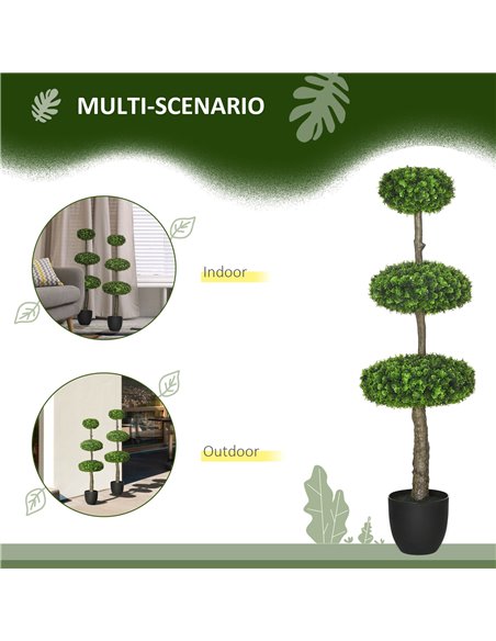 HOMCOM Set of 2 Artificial Plants Boxwood Ball Topiary Trees 110cm Decorative Faux Plants in Pot for Home Indoor Outdoor Green 8 - pic 97519 | FastDaddyshop