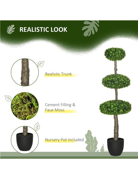 HOMCOM Set of 2 Artificial Plants Boxwood Ball Topiary Trees 110cm Decorative Faux Plants in Pot for Home Indoor Outdoor Green 8 - pic 97520 | FastDaddyshop