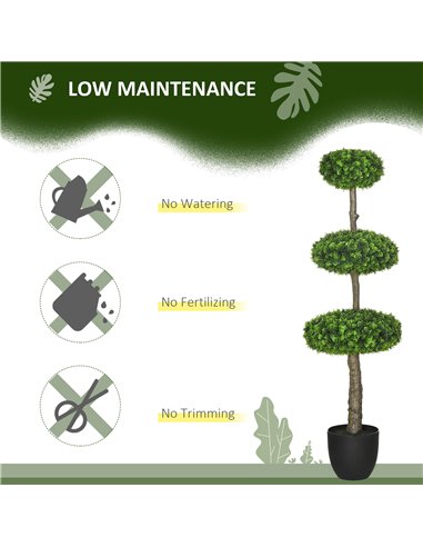 HOMCOM Set of 2 Artificial Plants Boxwood Ball Topiary Trees 110cm Decorative Faux Plants in Pot for Home Indoor Outdoor Green 8