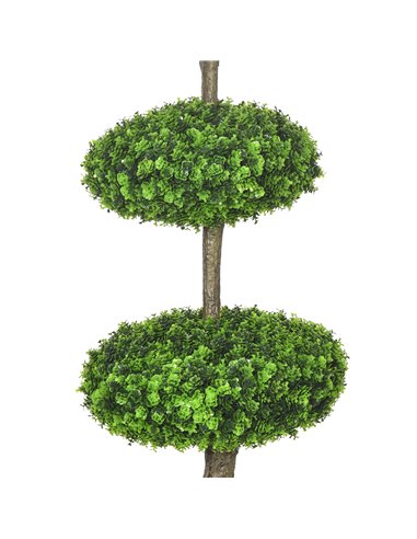 HOMCOM Set of 2 Artificial Plants Boxwood Ball Topiary Trees 110cm Decorative Faux Plants in Pot for Home Indoor Outdoor Green 8