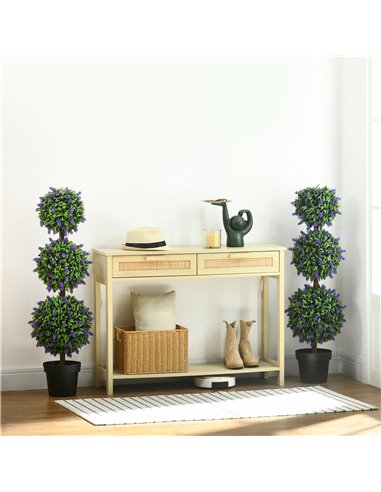 HOMCOM Artificial Lavender Flower Ball Trees, Set of 2, with Pot for Indoor Outdoor Decor, 110cm, Green. 830-797V01GN