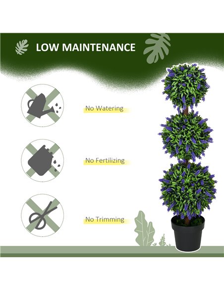 HOMCOM Artificial Lavender Flower Ball Trees, Set of 2, with Pot for Indoor Outdoor Decor, 110cm, Green. 830-797V01GN - pic 97530 | FastDaddyshop