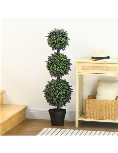 HOMCOM Artificial Lavender Flower Ball Trees, Set of 2, with Pot for Indoor Outdoor Decor, 110cm, Green. 830-797V01GN