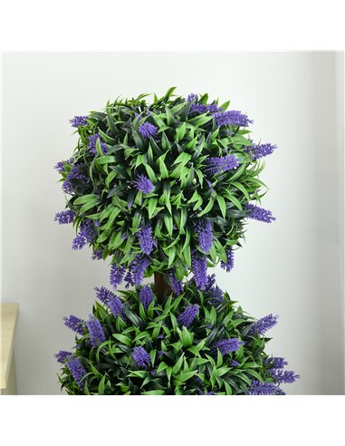 HOMCOM Artificial Lavender Flower Ball Trees, Set of 2, with Pot for Indoor Outdoor Decor, 110cm, Green. 830-797V01GN