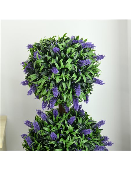 HOMCOM Artificial Lavender Flower Ball Trees, Set of 2, with Pot for Indoor Outdoor Decor, 110cm, Green. 830-797V01GN - pic 97532 | FastDaddyshop