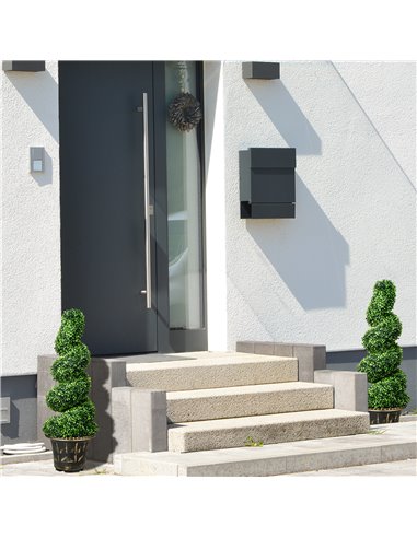 HOMCOM Set of 2 Artificial Plants, Topiary Spiral Boxwood Trees with Pot, for Home Indoor Outdoor Decor, 90cm 830-794V00GN