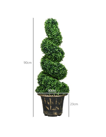 HOMCOM Set of 2 Artificial Plants, Topiary Spiral Boxwood Trees with Pot, for Home Indoor Outdoor Decor, 90cm 830-794V00GN - pic 97546 | FastDaddyshop