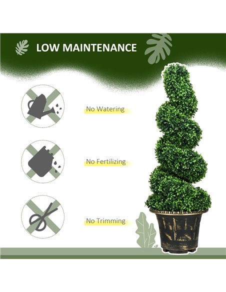 HOMCOM Set of 2 Artificial Plants, Topiary Spiral Boxwood Trees with Pot, for Home Indoor Outdoor Decor, 90cm 830-794V00GN - pic 97549 | FastDaddyshop