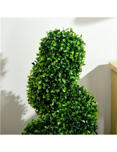 HOMCOM Set of 2 Artificial Plants, Topiary Spiral Boxwood Trees with Pot, for Home Indoor Outdoor Decor, 90cm 830-794V00GN