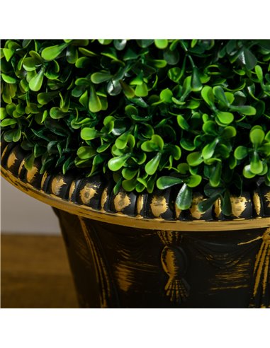 HOMCOM Set of 2 Artificial Plants, Topiary Spiral Boxwood Trees with Pot, for Home Indoor Outdoor Decor, 90cm 830-794V00GN