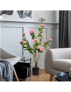 HOMCOM 95cm Artificial Camellia Plant, Lifelike Pink Flower in Pot for Indoor and Outdoor Decor 830-805V00PK 2
