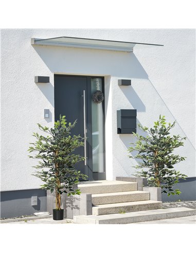 HOMCOM Set of 2 Artificial Ficus Trees, 130cm Tall with Realistic Leaves & Natural Trunks, Indoor/Outdoor Decor, Green 830-P086