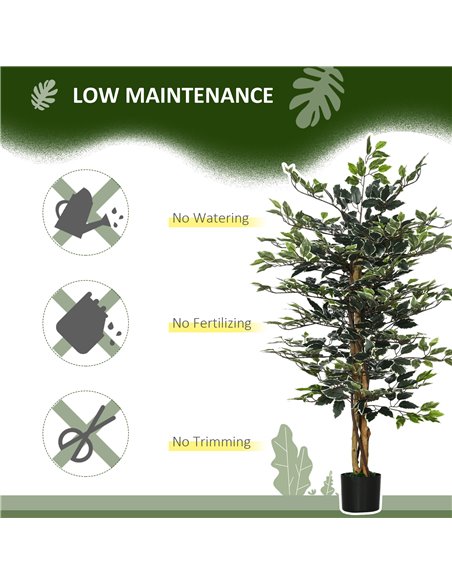 HOMCOM Set of 2 Artificial Ficus Trees, 130cm Tall with Realistic Leaves & Natural Trunks, Indoor/Outdoor Decor, Green 830-P086 - pic 97566 | FastDaddyshop
