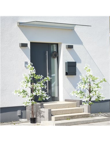 HOMCOM Artificial Honeysuckle Plants in Pot, Faux Flowers with Curved Boots, Indoor Outdoor Decor, 15x15x150cm, Set of 2, White 