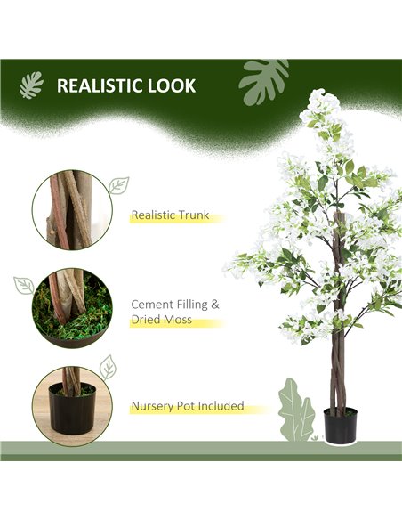 HOMCOM Artificial Honeysuckle Plants in Pot, Faux Flowers with Curved Boots, Indoor Outdoor Decor, 15x15x150cm, Set of 2, White  - pic 97574 | FastDaddyshop