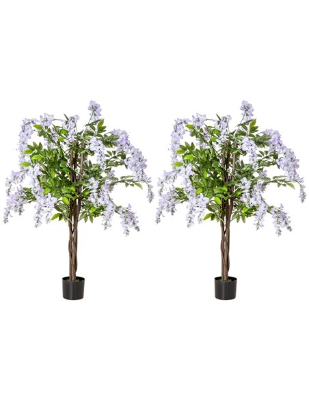 HOMCOM Twin Pack Artificial Wisteria Plants in Pots, 100cm Tall Fake Floral Decor for Indoors & Outdoors 830-P093 - pic 97580 | FastDaddyshop